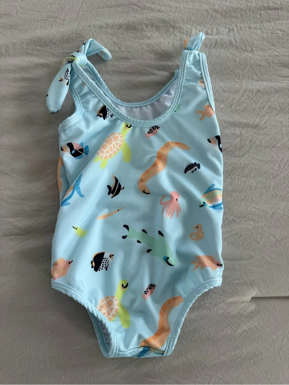 Monica + Andy Light Blue Kids One-Piece Swimsuit with Sea Life Print 9-12 months